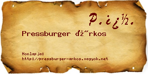 Pressburger Árkos névjegykártya
